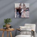 Custom Wooden Wall Clock with Photo Image Pictures, Personalized Square Wood Clock for Wall 10x10 Inch, Farmhouse Home Decorations for Bedroom Living Room Non-Ticking Wall Clock Add Family Name WoodArtSupply