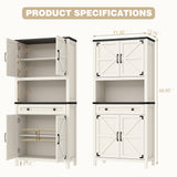 Befrases 72" H Tall Farmhouse Storage Cabinet with Drawer, 6 Tier Kitchen Pantry Organize with 4 Barn Door and Adjustable Shelf, Microwave Stand for Kitchen, Garage, Living, Utility Room, Black Befrases