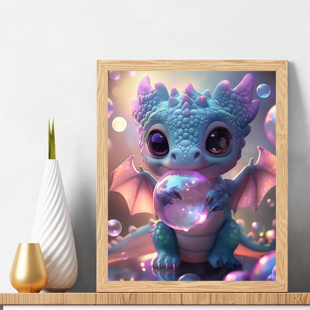 Natuyalo Paint by Numbers for Adults Beginner, Dragon Baby Easy Paint by Numbers Kits Animal Acrylic Craft Kits for Adults Suitable for Home Wall Decoration Flameless 16x20 Inch Natuyalo
