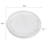 Funly mee Rustic White Wood Serving Tray,Decorative Tray for Coffee Table- 12.6x12.6 inches (Rustic White) Funly mee