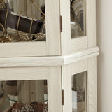 JIJIWANG 70" H Lighted Corner Curio Cabinet - Glass Display Shelf with Tempered Glass Doors, Adjustable Shelving, and Included Bead Bulb - Ideal Bar Cabinet for Home Decor-White JIJIWANG