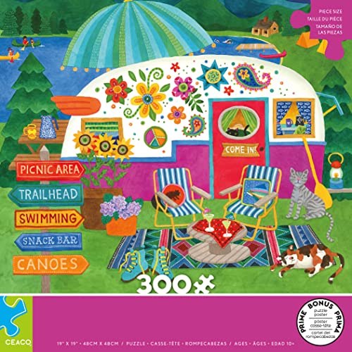 Ceaco - Happy Camper - Lake Camper - Oversized 300 Piece Jigsaw Puzzle