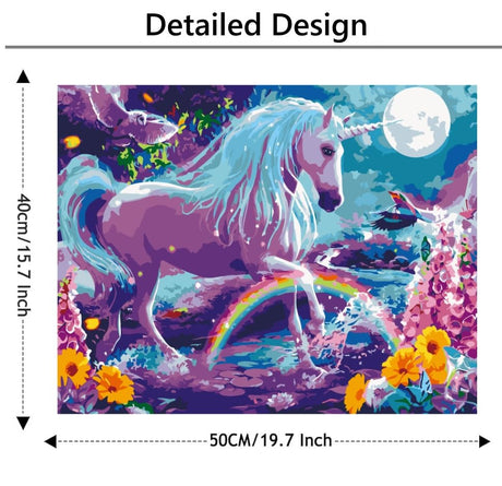 EPLUUM DIY Paint by Numbers Kit for Adults Paint by Numbers for Adults Student DIY Oil Number Painting Kits for Adult Ideal Gift for Family Friend Home Decor Rainbow Unicorn 16x20 in Generic