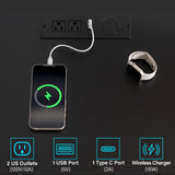 HOMMPA LED Nightstand with Wireless Charging Station & USB Ports High Gloss Bedside Table with LED Light RGB Adjustable Brightness Smart Nightstand 2 Drawers Night Stand for Bedroom Grey HOMMPA