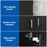 Cozy Castle 70" Tall Black Bookshelf with 12 Cubes and 2 Doors, 4-Tier Open Shelf Bookcase with Cabinet, Modern Cube Storage Organizer for Living Room, and Office Cozy Castle