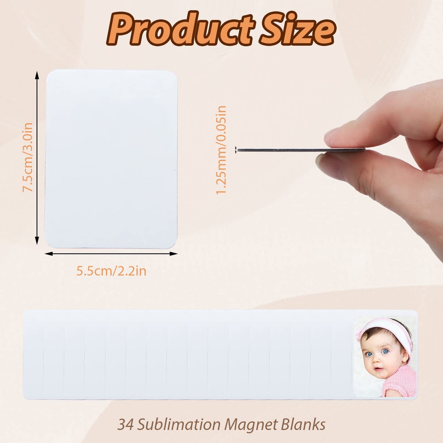 ZYNERY 34 PCS Sublimation Magnet Blanks, Sublimation Blank Fridge Magnets Printable Photos, Personalized Custom Magnets for Refrigerator Decoration, Kitchen, Office, Wall (Rectangle 5.5 x 7.5cm)