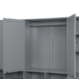 NCKMYB Queen Size Wall Murphy Bed with Desk & Storage, Space-Saving Fold-Down Bed with Shelves & Top Cabinet (Gray, Queen) NCKMYB