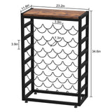 Dripex 30 Bottles Wine Rack Free Standing Floor, 6-Tier Display Wine Storage Shelves with Wooden Table Top, Sturdy Metal Bottle Holder for Kitchen Bar Pantry 23.2''L x 11.8''W x 34.7''H Dripex