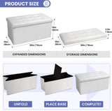 COSYLAND Ottoman Bench with Storage - 30x15x15in Folding Leather Ottoman, Rectangle Foot Stool Foldable Storage Chest Ottoman Footrest Footstool Collapsible with Lid for Bedroom Living Room White COSYLAND