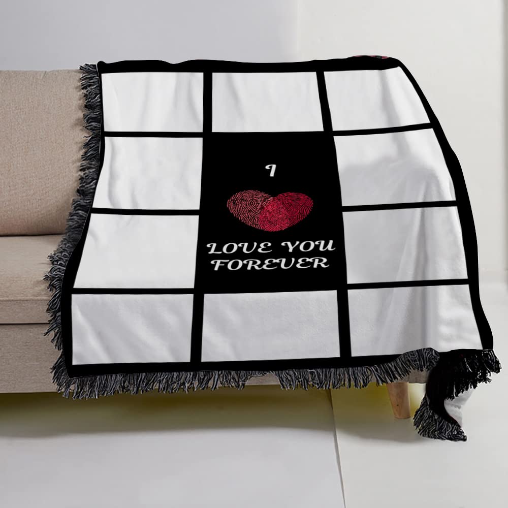 Yunhuy Sublimation Blanks Throw Blanket 1/9/15/20 Printable Panels,Super Soft 330GSM Flannel Plush Sublimation Custom Personalised Photo Blanket (I Love You 10 Panels, 50'' x 40'') Yunhuy