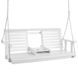 VEVOR Wooden Porch Swing 5 ft, Patio Bench Swing for Courtyard & Garden, Upgraded 880 lbs Strong Load Capacity, Heavy Duty Swing Chair Bench with Hanging Chains for Outdoors, White VEVOR