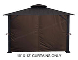 APEX GARDEN Four-Side Privacy Curtain Set for 10-Ft x 12-Ft Gazebo (Brown) APEX GARDEN