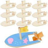 Amersumer 10 Pcs DIY Toy Wood Boat Craft Kits, Mini Wooden Sailboat Kits, Paddle Boats Paint and Decorate for School Projects, Make Your Own Sailboat Craft Amersumer