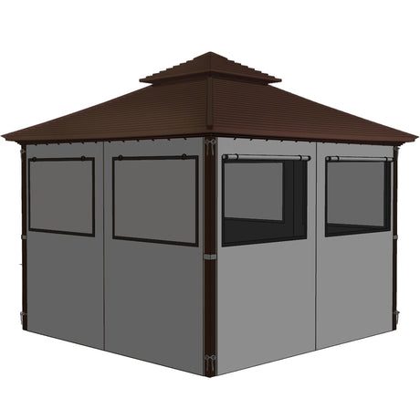 homegroove Gazebo Universal Replacement Privacy Curtain, 10'x10' Gazebo Curtains Outdoor Waterproof, 4-Panels Sidewall Curtains with Zipper and Mesh Windows for Backyard, Garden, Yard homegroove