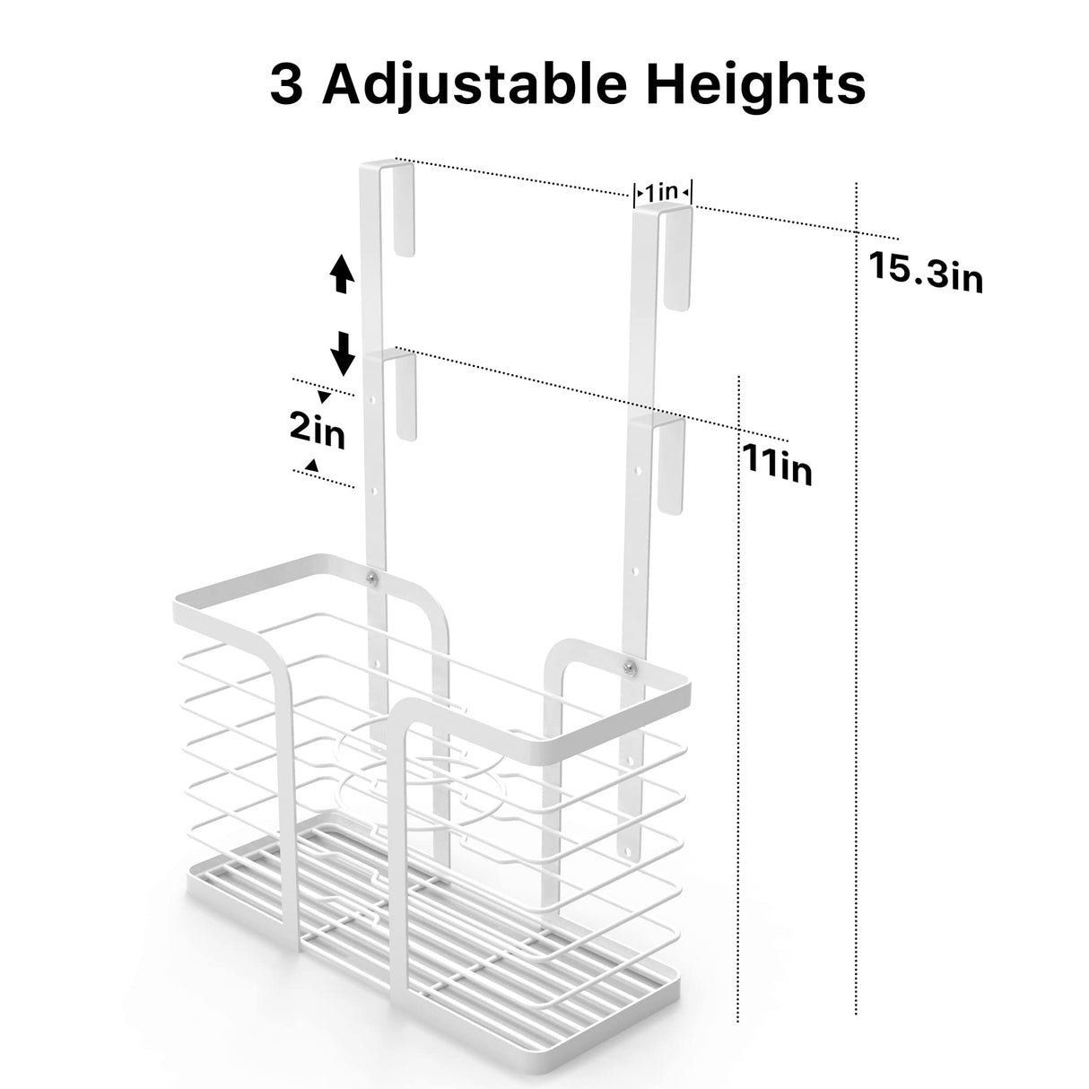 YIGII Hair Dryer Holder Adjustable Height - Hair Tool Organizer White Bathroom Organizer Hot Styling Tools Storage for Hair Dryer, Flat Iron, Curling Iron, Hair Straightener YIGII