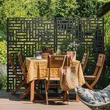 Elevens Metal Outdoor Privacy Screen, Freestanding Outdoor Divider Decorative Privacy Fence Screen, Fence Panels for Balcony Patio,72‘’H×47‘’W (Black-Retangle) Elevens