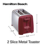 Hamilton Beach 2 Slice Toaster with Extra Wide Slots, Shade Selector, Auto-Shutoff, Cancel Button and Toast Boost, Red Hamilton Beach