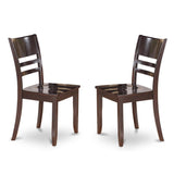 East West Furniture Lynfield Dining Room Ladder Back Solid Wood Seat Chairs, Set of 2, Cappuccino East West Furniture