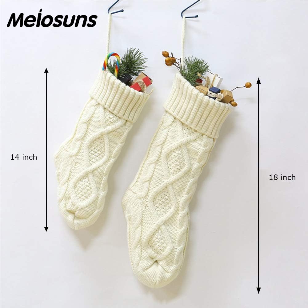 Meiosuns Christmas Stockings Cable Knit Stocking Christmas Decorations Goodie Bags Gift Fireplace Xmas Tree Stocking Ornaments for Holiday Family Friends (Burgundy, Length 18", Pack of 1) Meiosuns