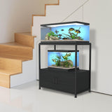 VANVERB Fish Tank Stand for 20-29 Gallon Aquarium, Heavy Duty Metal Wood Aquarium Stand with Cabinet Accessories Storage, Black VANVERB