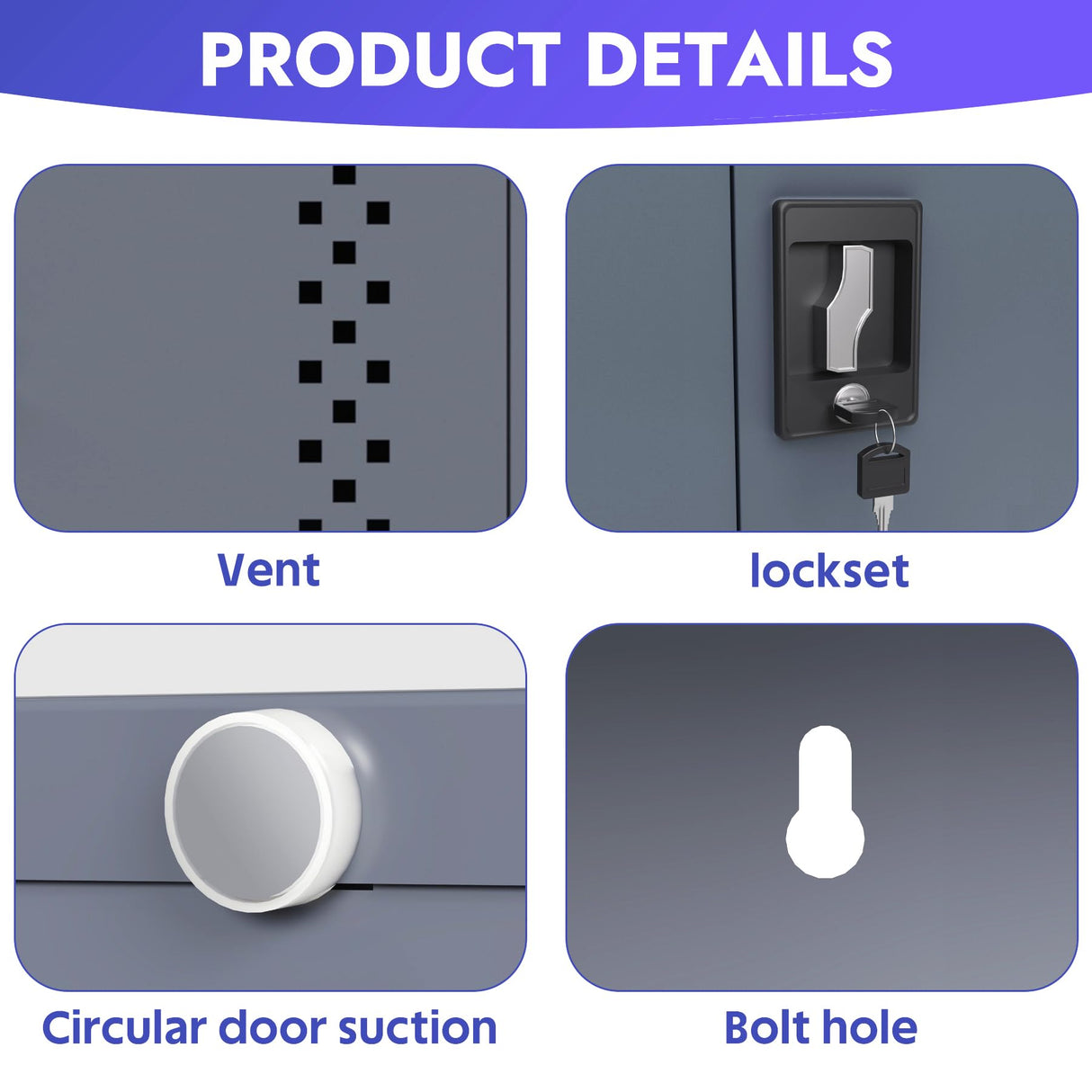 KAER Metal Garage Storage Locker 72" H Garage Cabinets with 2 Doors 4 Adjustable Shelves and Tool Board Tool Cabinets for Warehouse Basement Home Office - Assembly Required KAER