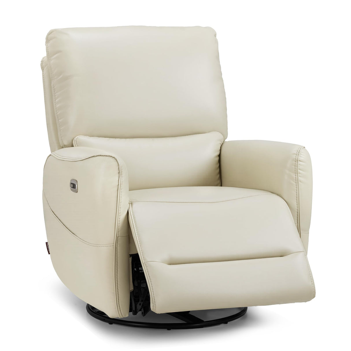 MCombo Power Swivel Rocker Recliner with Lumbar Support, Faux Leather Electric Nursery Glider Recliner Chair for Living Room, 6922 (Cream White) MCombo