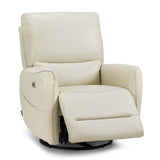 MCombo Power Swivel Rocker Recliner with Lumbar Support, Faux Leather Electric Nursery Glider Recliner Chair for Living Room, 6922 (Cream White) MCombo