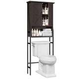 MXARLTR Over The Toilet Rack for Bathroom, Over The Toilet Storage Cabinet, Over Toilet Bathroom Organizer with Double Barn Doors Space Saver Rack Above Toilet Storage Cabinet (Espresso) MXARLTR