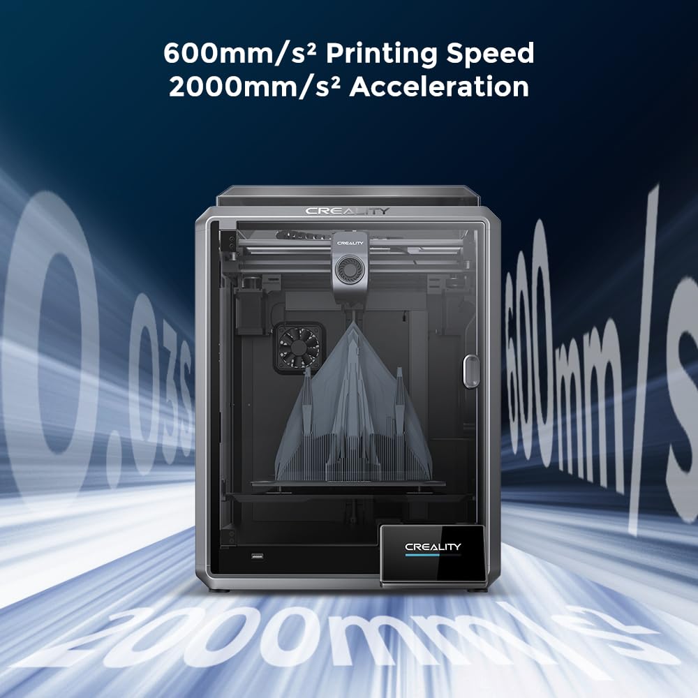 Creality K1 3D Printer with 600mm/s Printing Speed 2000mm/s² Acceleration, 300℃ High-Temp 32mm³/s Flow Hotend Auto Level Dual-Gear Direct Extruder Printing Size 8.66x8.66x9.84 inch - WoodArtSupply