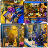 Mostop DIY Miniature House Kit: 3D Wooden Puzzle for Adults Miniature Kit, Magic Castle Tiny Model Dollhouse Kit with LED Light, Mini House Building for Adults & Teens, Creative Crafts for Women