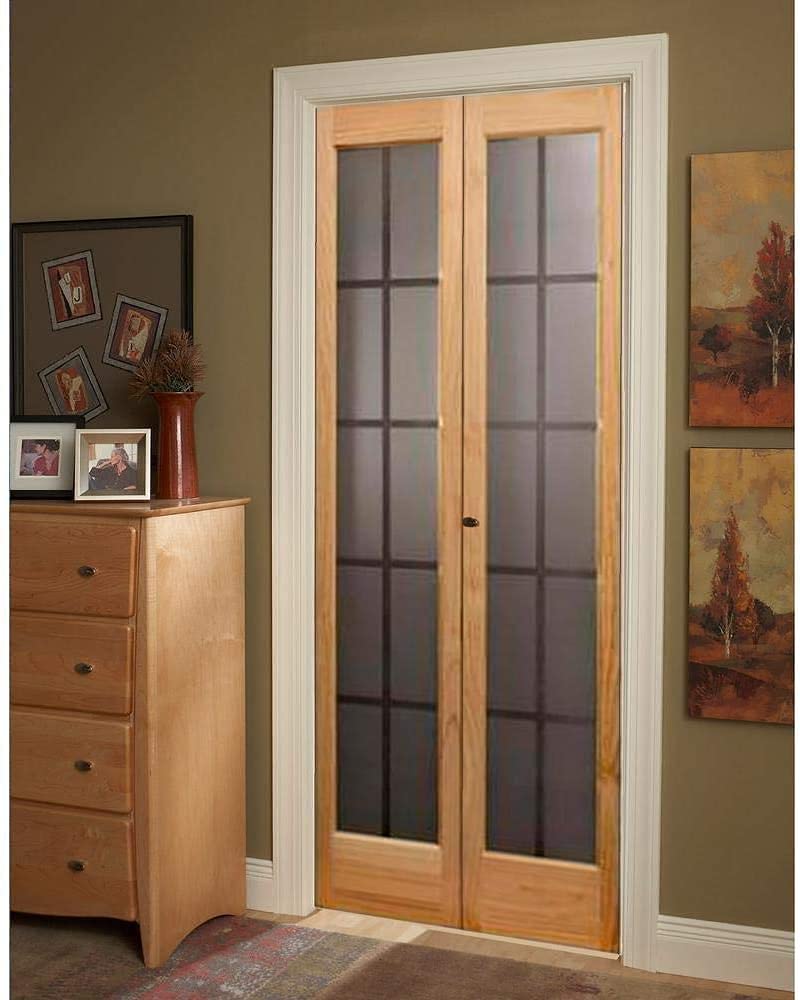 LTL Home Products 873726 Mission Glass Bifold Interior Solid Wood Door, 30" x 80", Unfinished Pine - WoodArtSupply