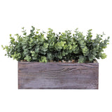 Faux Eucalyptus Plants in Rustic Rectangular Wood Planter Box Artificial Eucalyptus Greenery Arrangement Potted Plant in Dusty Green for Wedding Centerpiece Office Room Table Windowsill Décor Winlyn