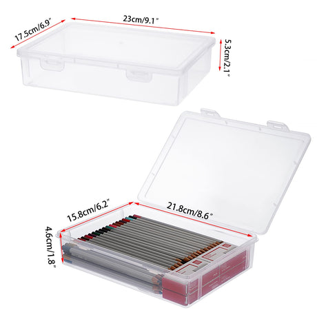 BTSKY Clear Plastic Storage Box with Flap Lid, Multipurpose Craft Organizers and Storage Box Art Supply Storage Organizer Plastic Sewing Box for Beads Pencils Notebooks, 6 Pack Small BTSKY
