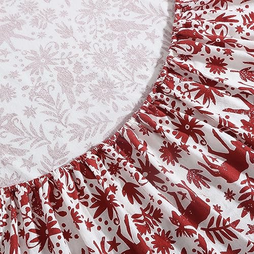Eddie Bauer 3 Pc Flannel Sheets Twin Size - 100% Cotton Breathable & Soft Twin Sheets Set (1 Flat, 1 Flannel Fitted Sheet & 1 Pillowcase) - 12" Deep Pocket All Seasons Sheet Set (Arcadia Red) Eddie Bauer