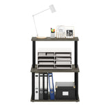 Furinno Turn-N-Tube 3-Tier Toolless Multipurpose Printer Stand Display Storage Shelf, French Oak Grey/Black Furinno
