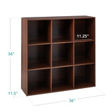 Best Choice Products 9-Cube Storage Organizer, 11in Shelf Opening, Bookcase, Display Shelf, Customizable w/ 3 Removable Back Panels - Walnut Best Choice Products