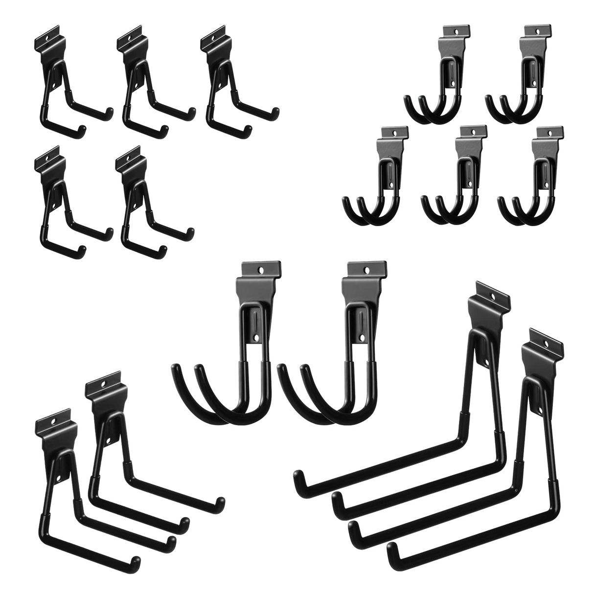 PYBTOOL 16 Pack Slatwall Hooks, Slatwall Accessories for Garage Storage, Heavy Duty Slat Wall Hanger(Black) PYBTOOL