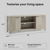 OAKHAM HOME Fluted TV Stands for Living Room, Heavy Duty Entertainment Center with Storage, Mid Century Modern Television Stands for 50/55/60/65 TV, Oxford Media TV Console (Grey Oak) OAKHAM HOME