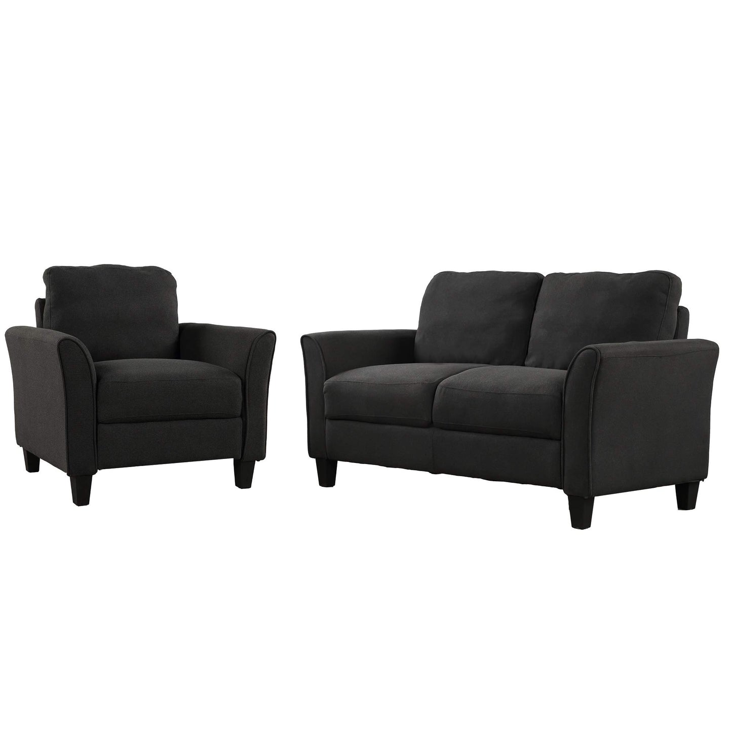 Merax 3 Pieces Sectional Sofa Couch Set, Living Room Furniture Sets Modern Style Button Tufted Sofa Couch Set of 3 for Living Room Included 3-Seater Sofa, an Loveseat and A Armchair,Black