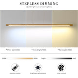 Mikeru Wooden Linear Pendant Light,Modern Chandelier Hanging Light with Remote Dimming 3000k-6000k, Ash Wood LED Pendant for Dining Room, Kitchen Island (47in, Round) Mikeru