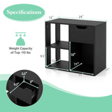 Giantex 3 Cube Bookcase with Drawer, 2 Tier Bookshelf for Small Spaces, Modern Freestanding Display Rack with Open Shelves, Book Case, Wood Cube Storage Organizer Bedroom Living Room, Black Giantex