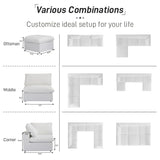 Cloud Modular Sectional Sofa with Storage Ottoman,120.45" L Shaped Couch for Living Room,Down Filled Convertible Couch Deep Seat for Office Apartment,Covers Washable&Replaceable,White WJShome