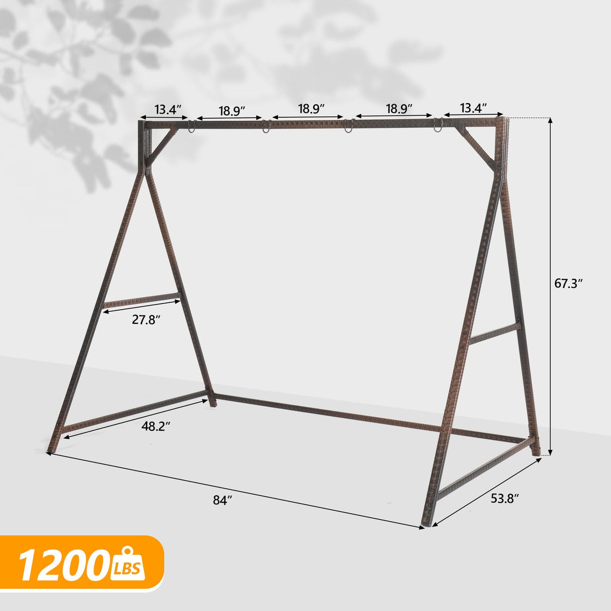 VINGLI 7 FT Rattan Porch Swing Stand, Patio Swing Frame Support 1200 LBS for Outdoors, Yard, Garden, Brown VINGLI