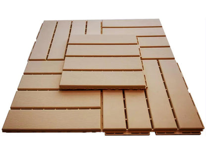 Waterproof Plastic Interlocking Deck Tiles, 9-Pack, 12"x12" | All-Weather Outdoor Flooring for Porch, Poolside, Balcony, Backyard (12''*12'', A-Brown, 9)