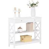 Convenience Concepts Oxford 1 Drawer Console Table with Shelves, White Convenience Concepts