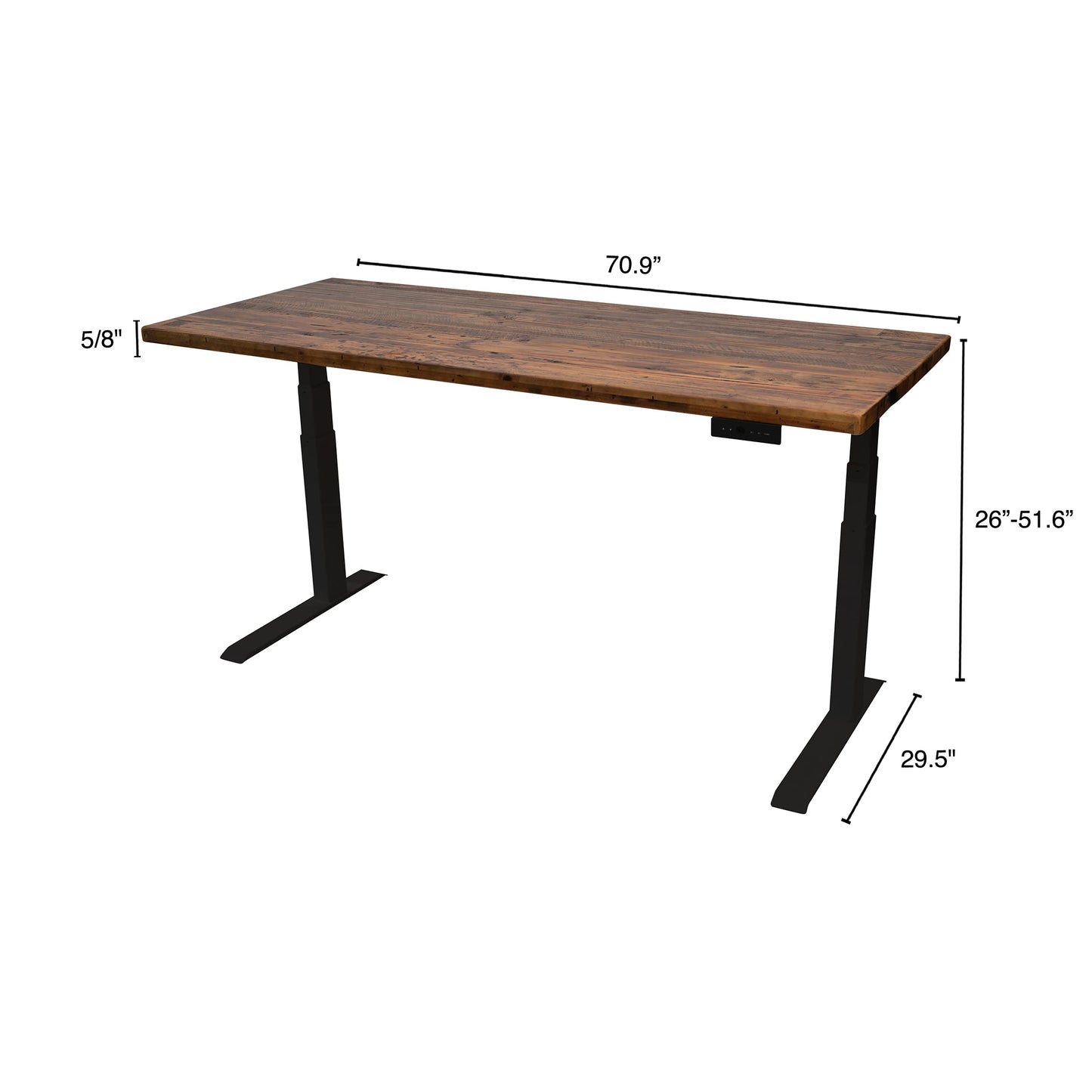 Stand Up Desk Store Reclaimed Wood Electric Adjustable Height Standing Desk with Programmable Memory (Black Frame/Natural Fir Top, 71" Wide) - WoodArtSupply