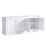 AMERLIFE 72" Farmhouse Sideboard Buffet Cabinet with Barn Doors, Storage Console Table with Adjustable Shelves, Coffee Bar/TV Stand for Living Room, Kitchen, Entryway, White AMERLIFE