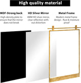 NXHOME Gold Bathroom Mirror 20" x 28" Brushed Gold Rustic Rectangle Metal Framed Barn Door Farmhouse Bathroom Vanity Mirror for Over Sink, Foyer Entryway Decor NXHOME