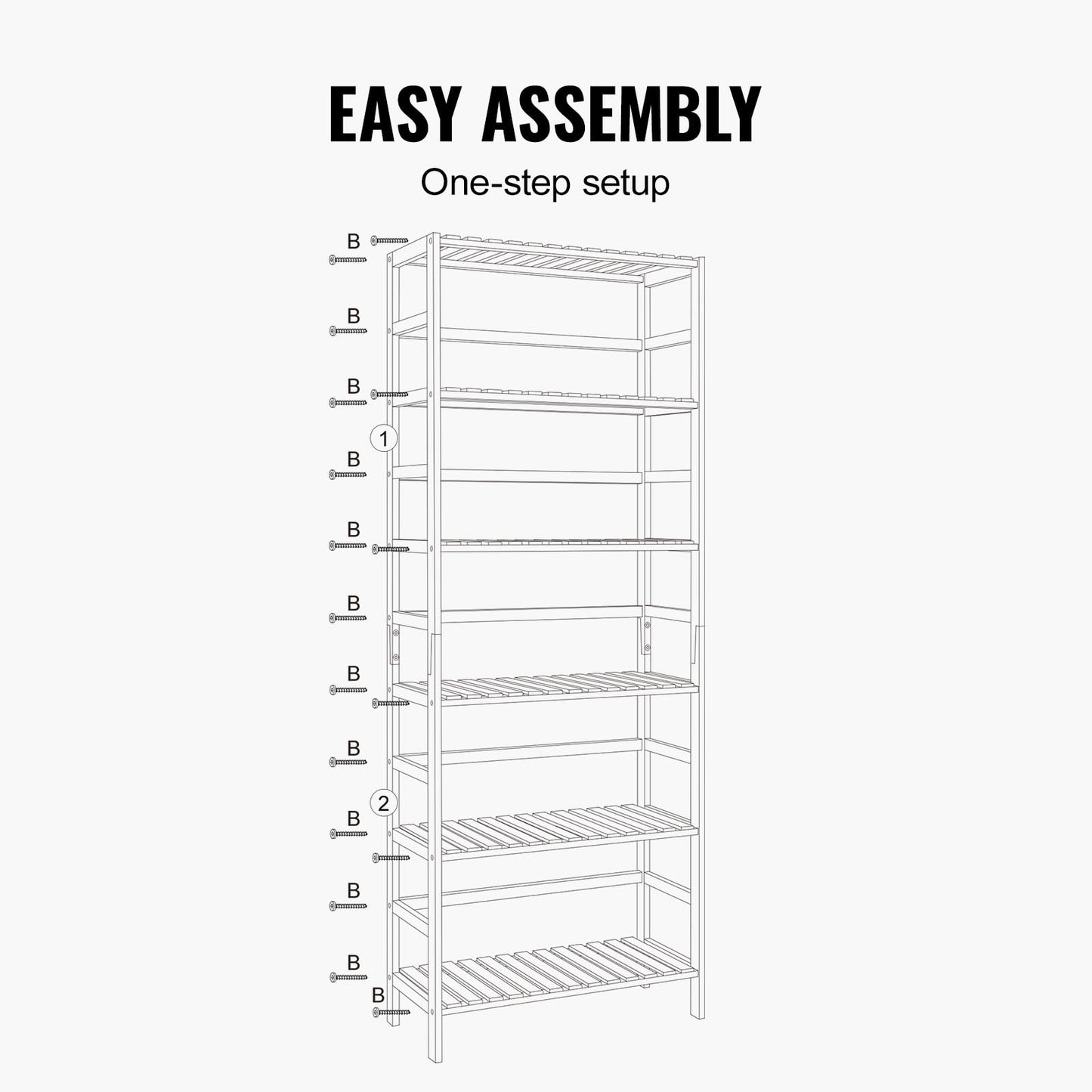 VEVOR 6-Tier Bamboo Shelf, Open Wood Bookshelf, Display Storage Rack Organizer, Freestanding Flower Plant Stand, Multifunctional Bamboo Bookshelf Ideal for Bathroom, Bedroom, Office, Study, Natural