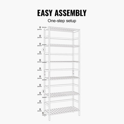 VEVOR 6-Tier Bamboo Shelf, Open Wood Bookshelf, Display Storage Rack Organizer, Freestanding Flower Plant Stand, Multifunctional Bamboo Bookshelf Ideal for Bathroom, Bedroom, Office, Study, Natural